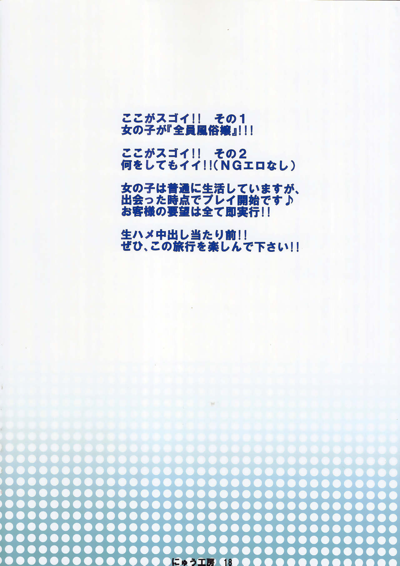(Shuuki Reitaisai 2) [Nyuu Koubou (Nyuu)] Oidemase!! Jiyuu Fuuzoku Gensoukyou 2-haku 3-kka no Tabi - Satuki (Touhou Project) (秋季例大祭2) [にゅう工房 (にゅう)] おいでませ!!自由風俗幻想郷2泊3日の旅 皐月 (東方Project)